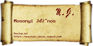 Mosonyi János névjegykártya